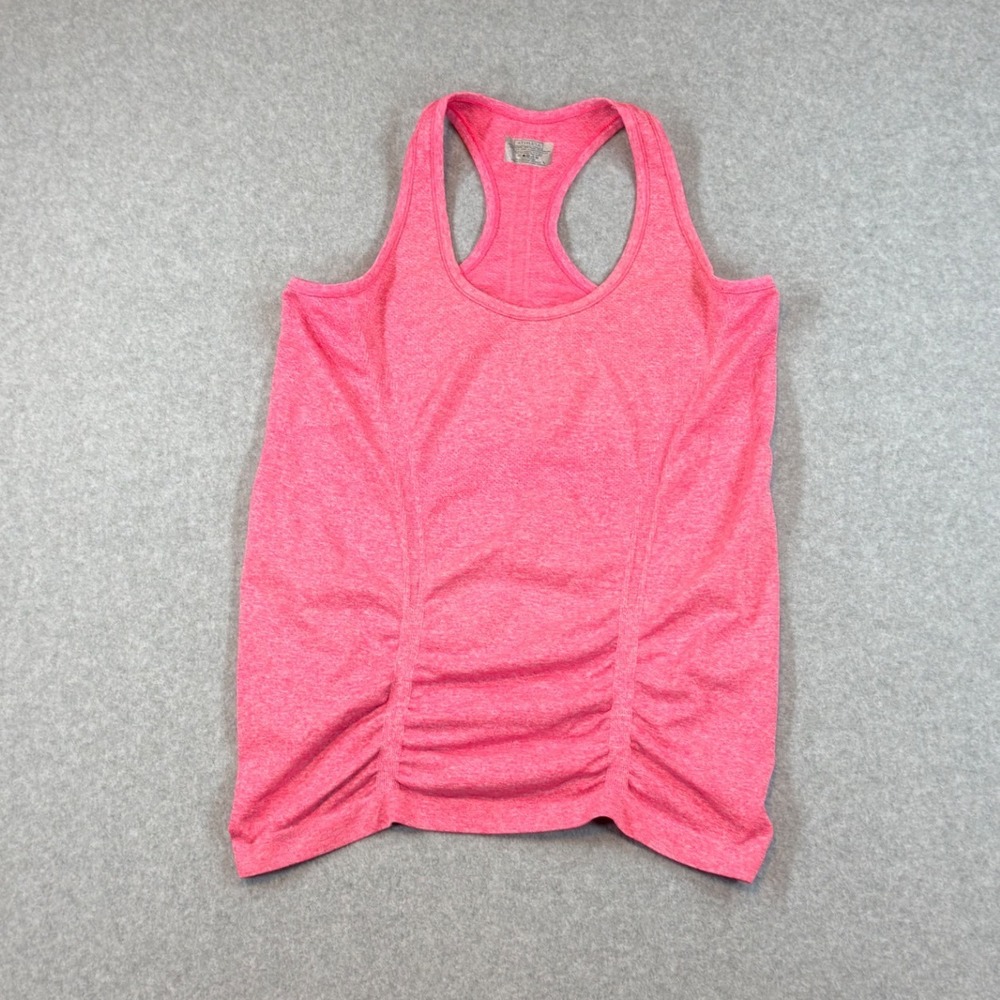 Athleta Tank Top Womens L Pink Ruched Racerback Activewear Gym Yoga Athleisure